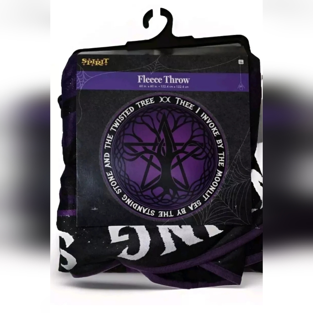 Spirit Haloween Glitter Fleece Throw Purple Black Soft Blanket 60"x 60" NWT